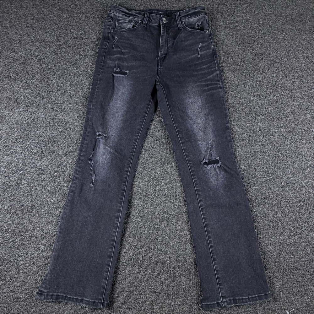 Risen Jeans Jeans Womens 7 (28x26) RDP1268 Straight Black Distressed EUC